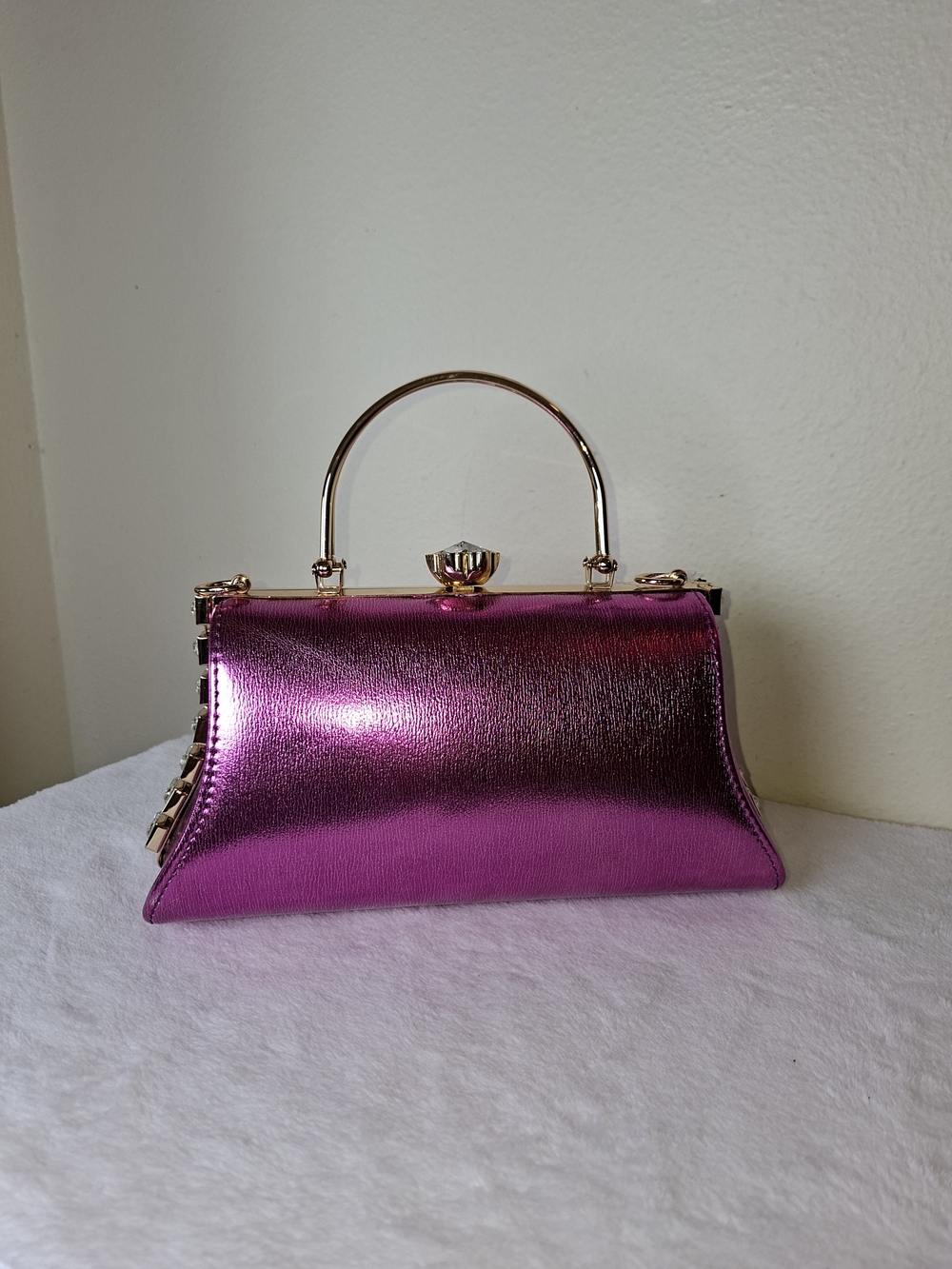 Metallic Fuchsia Top-Handle Evening Bag